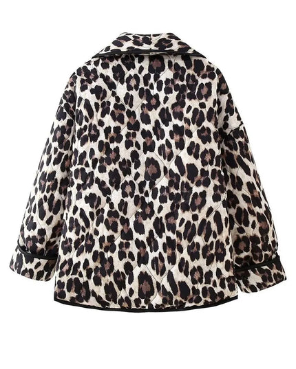 Leopard Open Front Long Sleeve Outerwear - ShopEasier