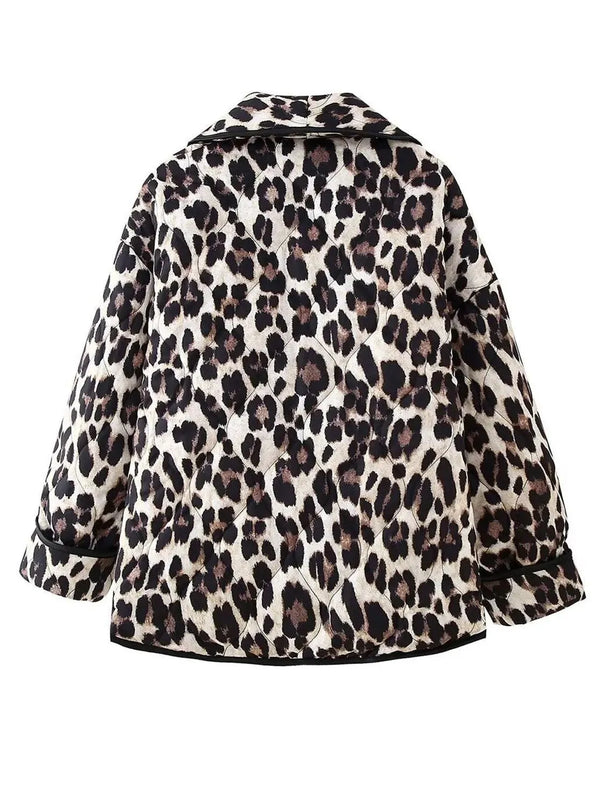 Leopard Open Front Long Sleeve Outerwear - ShopEasier