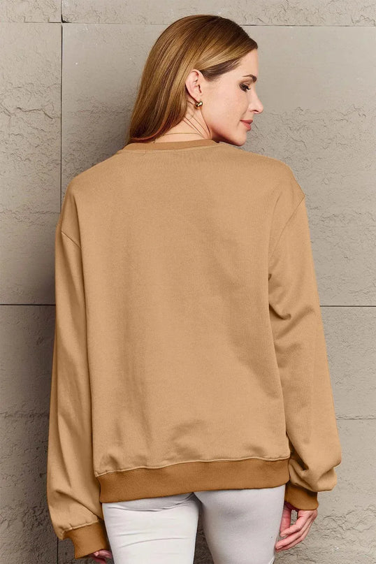 Simply Love Full Size LOVE Round Neck Sweatshirt - ShopEasier