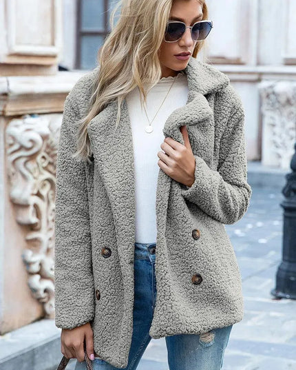 Luxe Urban Sherpa Coat with Lapel Collar