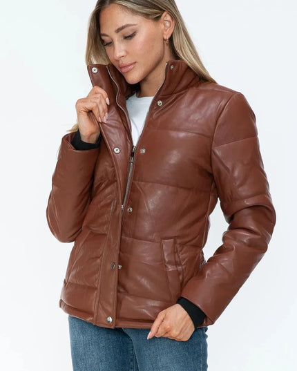 YMI Pocketed Zip Up Turtleneck Puffer Jacket - ShopEasier