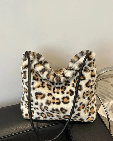 Wild Print Plush Shoulder Bag