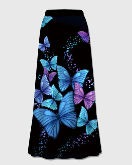 FAM-FAM Stylish Printed Midi Skirt with Elastic Waistband