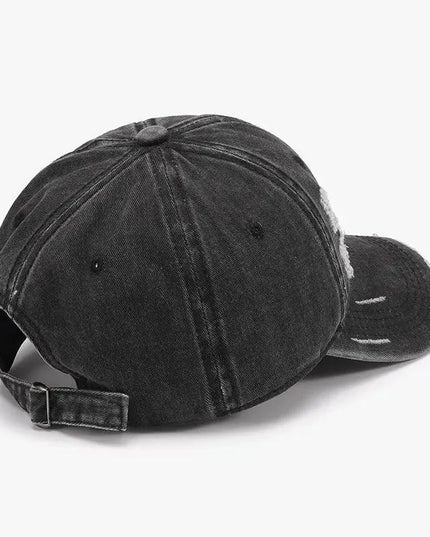 Distressed Adjustable Cotton Baseball Cap - ShopEasier