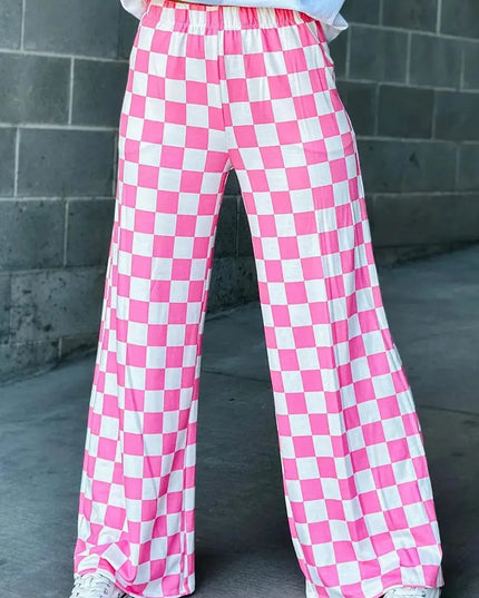 Checkered Wide Leg Pants