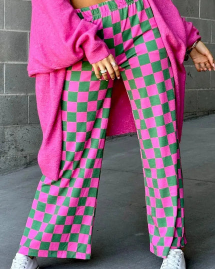 Checkered Wide Leg Pants