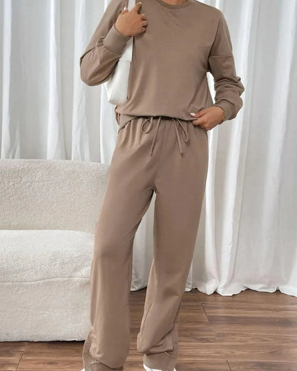 Perfee Women's Drawstring Long Sleeve Top and Pants Set