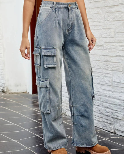 Washed Jeans with Pockets - ShopEasier