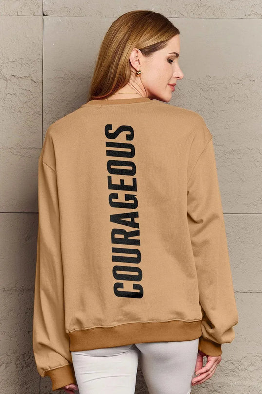 Simply Love Full Size COURAGEOUS Graphic Sweatshirt - ShopEasier