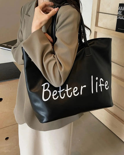 BETTER LIFE PU Leather Tote Bag