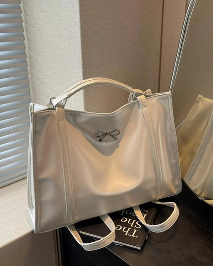 Fashionable Large PU Leather Bow Bag