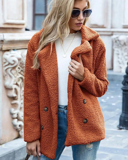 Luxe Urban Sherpa Coat with Lapel Collar