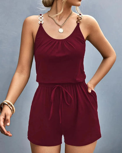 Scoop Neck Romper with Pockets - ShopEasier