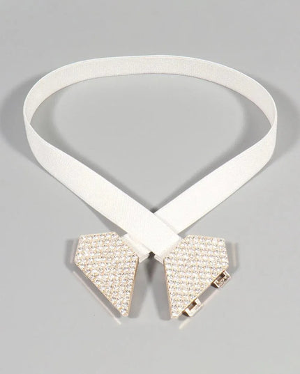 Rhinestone Heart Buckle Elastic Belt - ShopEasier