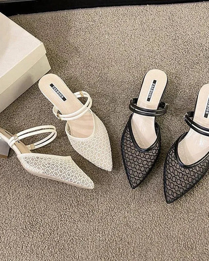 Sandalias elegantes con tacón de bloque y punta puntiaguda