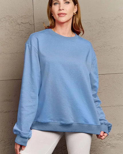 Simply Love Full Size ENJOY THE LITTLE THINGS Round Neck Sweatshirt - ShopEasier