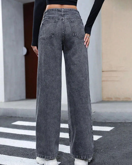 Tied Straight Leg Jeans with Pockets - ShopEasier