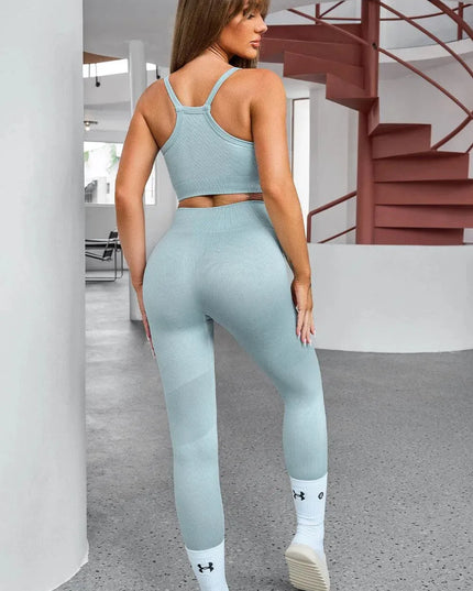 Tank Cropped Active Top and Pants Set - ShopEasier