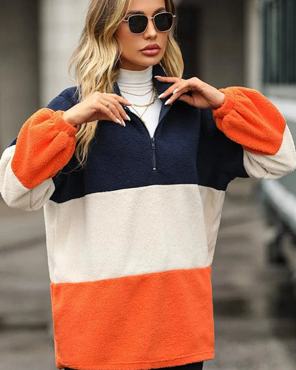 Color Block Quarter Zip Sweatshirt