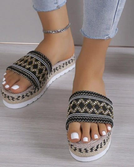 Braided Geometric Flat Sandals