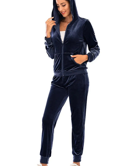 Hooded Zip-Up Jacket and Trousers Ensemble