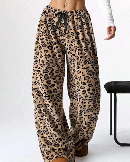 Pantalones anchos con estampado de leopardo