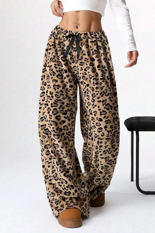 Pantalones anchos con estampado de leopardo