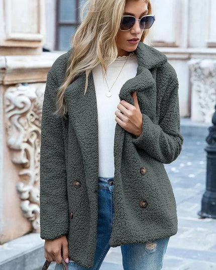 Luxe Urban Sherpa Coat with Lapel Collar