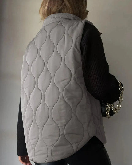 Pocketed Collared Vest with Opaque Design