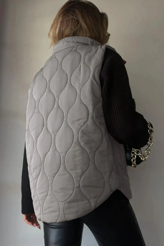 Pocketed Collared Vest with Opaque Design