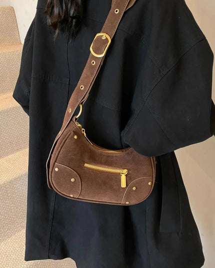 Suede Adjustable Strap Shoulder Bag