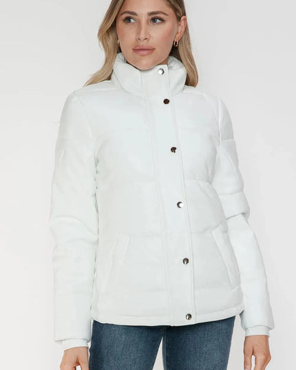 YMI Pocketed Zip Up Turtleneck Puffer Jacket - ShopEasier