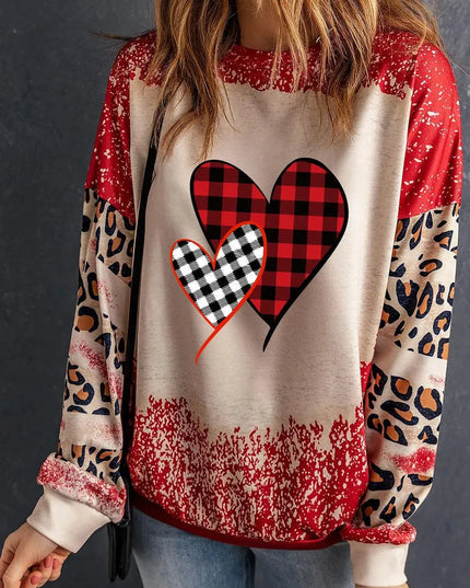 Leopard Print Heart Graphic Sweatshirt