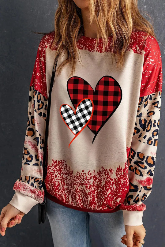 Leopard Print Heart Graphic Sweatshirt