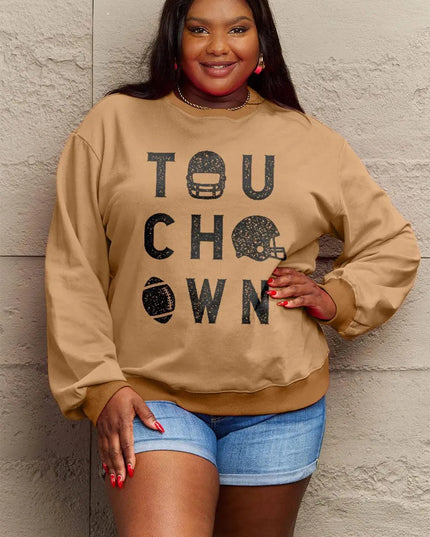 Simply Love Full Size TOUCHDOWN Long Sleeve Sweatshirt - ShopEasier