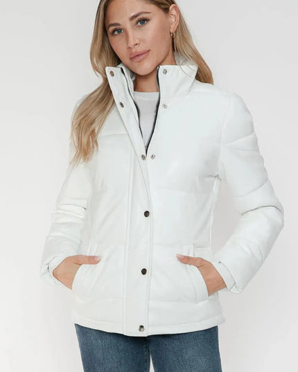 YMI Pocketed Zip Up Turtleneck Puffer Jacket - ShopEasier