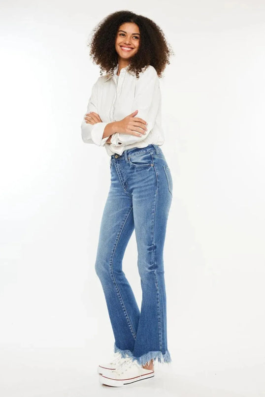 Kancan High Rise Frayed Hem Jeans - ShopEasier