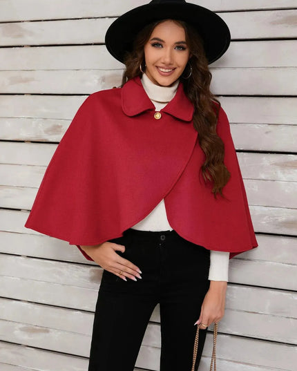 Collared Neck Cropped Cape - ShopEasier