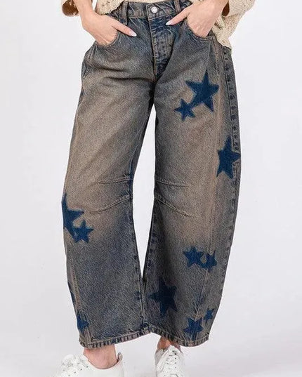 SAGE + FIG Star Wide Leg Jeans with Pockets - ShopEasier