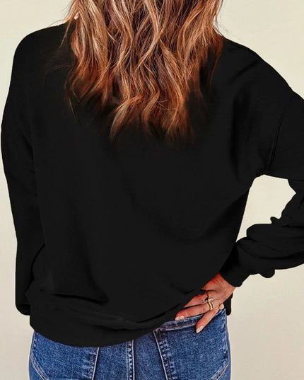 Rhinestone Embellished LOVE Graphic Long Sleeve Sweatshirt