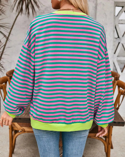 Chic Contrast Striped Long Sleeve Pullover