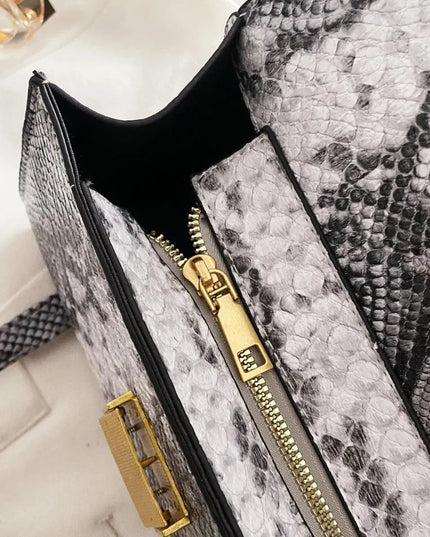 PU Leather Snakeskin Print Crossbody Bag