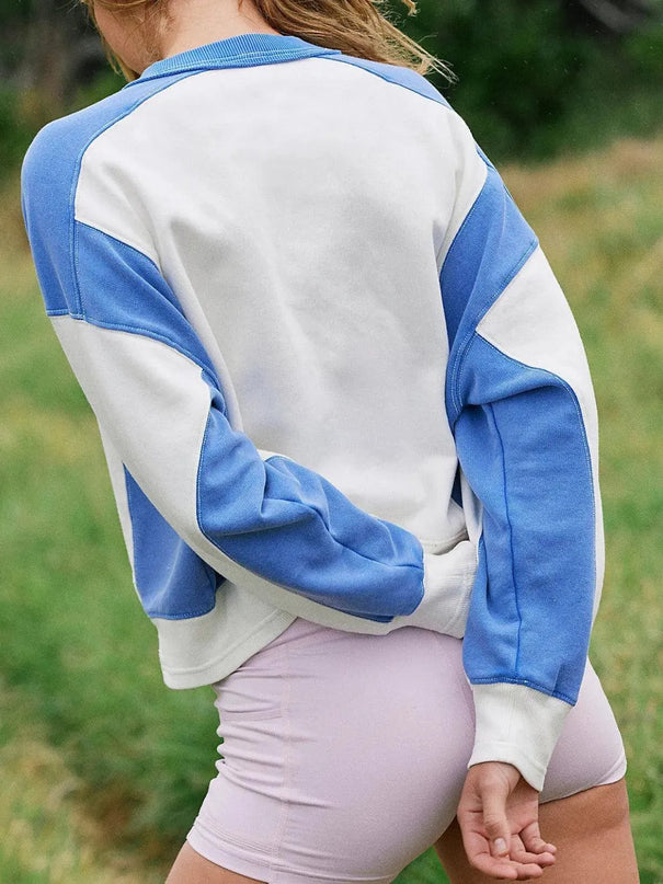 Two-Tone Long Sleeve Crewneck Pullover