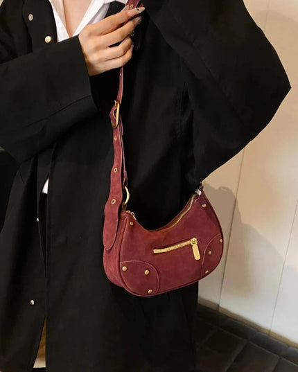 Suede Adjustable Strap Shoulder Bag