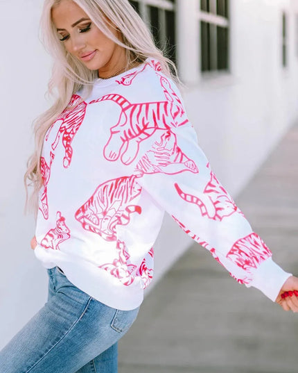 Tiger Graphic Dropped Shoulder Sweatshirt