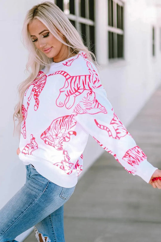 Tiger Graphic Dropped Shoulder Sweatshirt