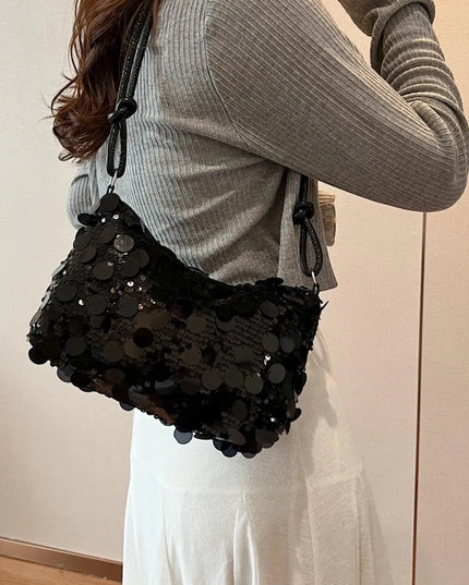 Sequin Knotted Straps Shoulder Bag