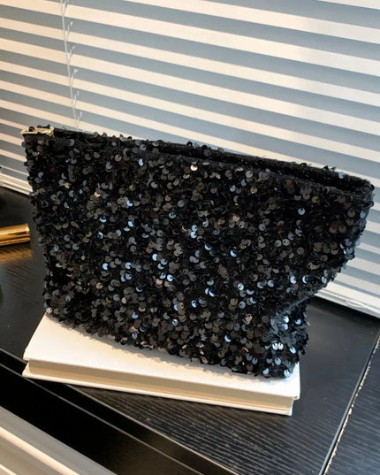 Sparkling Sequin Zippered Clutch Bag