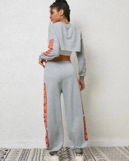 Cropped Hoodie and Jogger Pants Ensemble