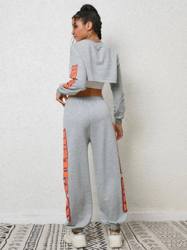 Cropped Hoodie and Jogger Pants Ensemble